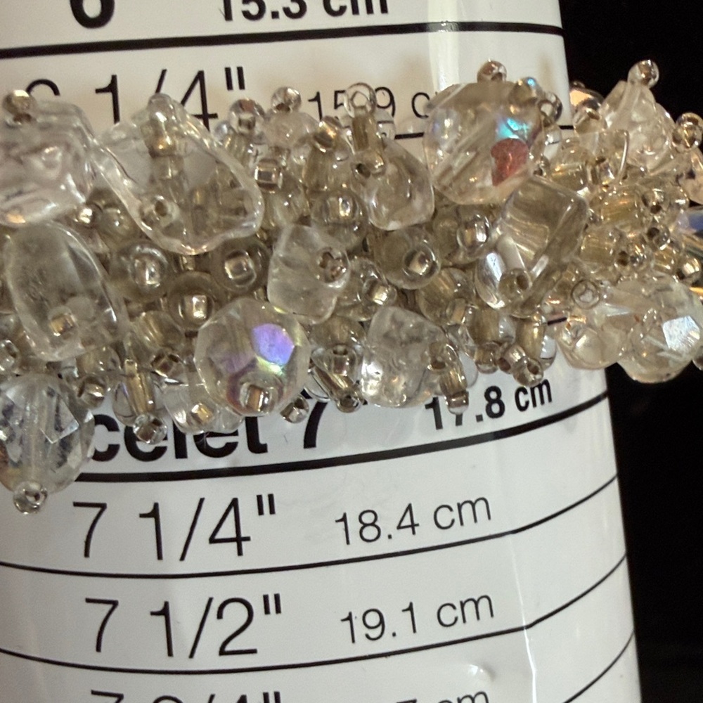 Crystal Beaded Statement Bracelet - Clear - image 4